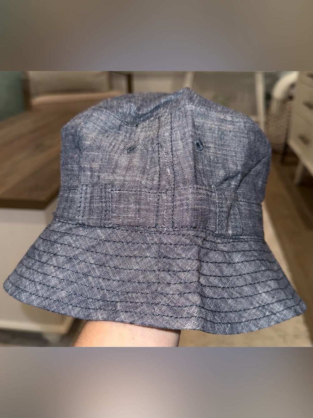 GAP Kids Blue Chambray Cotton Bucket Hat Size 54-57 cm Sun Hat Unisex